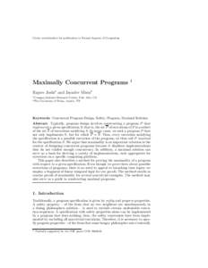 Under consideration for publication in Formal Aspects of Computing  Maximally Concurrent Programs 1
