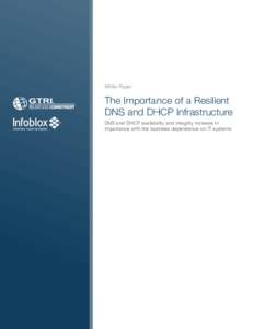 White Paper  The Importance of a Resilient DNS and DHCP Infrastructure DNS and DHCP availability and integrity increase in importance with the business dependence on IT systems