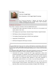 Pierre Fabry Chairman of Aʟᴏɴɢ-Tʀᴀᴄᴋ Senior Researcher in SAR Image & Signal Processing Technical Roles: