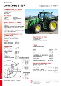 Agroscope | 2013  John Deere 6125R Test de tracteur no
