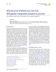 WikiJournal of Medicine, the first   Wikipedia-integrated academic journal