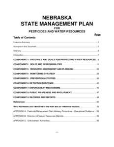 NEBRASKA STATE MANAGEMENT PLAN FOR PESTICIDES AND WATER RESOURCES Page