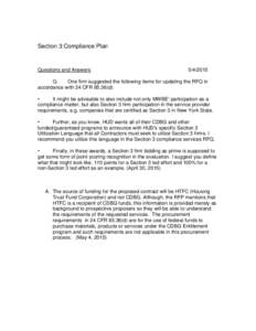 Section 3 Compliance Plan  Questions and Answers