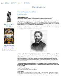 Historical Perspectives on Chess by IM Nikolay Minev Simon Alapin[removed])