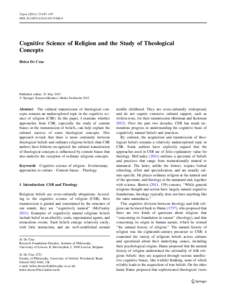 Topoi:487–497 DOIs11245Cognitive Science of Religion and the Study of Theological Concepts Helen De Cruz
