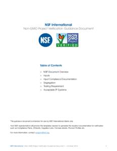 NSF International  Non-GMO Project Verification Guidance Document Table of Contents >	 NSF Document Overview
