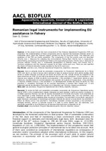 AACL BIOFLUX Aquaculture, Aquarium, Conservation & Legislation International Journal of the Bioflux Society Romanian legal instruments for implementing EU assistance in fishery