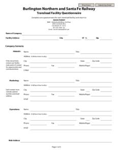 Print Form  Submit by Email Burlington Northern and Santa Fe Railway Transload Facility Questionnaire