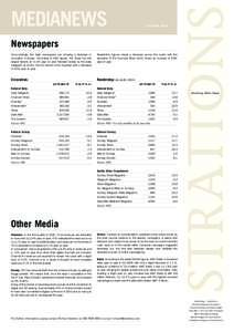 MEDIANEWS  AUTUMN 2010 Newspapers Unsurprisingly, the daily newspapers are showing a decrease in