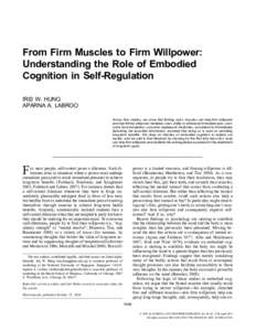 From Firm Muscles to Firm Willpower: Understanding the Role of Embodied Cognition in Self-Regulation