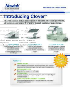 www.thesba.com | 855-2-THESBA  Introducing Clover™ The “all-in-one” cloud based secure solution to accept payments, streamline operations & improve overall customer experience.