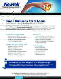 Newtek, The Small Business Authority | 855-2-THESBA | www.thesba.com  Small Business Term Loans Small business loans ranging from $50,000 - $10 million  Newtek’s business lending division, Newtek Small Business Finance