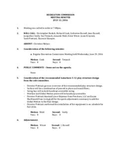 RECREATION COMMISSION MEETING MINUTES JULY 13, .