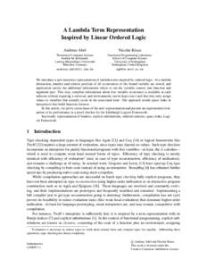 Lambda calculus / Logic in computer science / Proof theory / Computability theory / De Bruijn index / Combinatory logic / Curry–Howard correspondence / Weight / Free variables and bound variables / Mathematics / Theoretical computer science / Mathematical logic