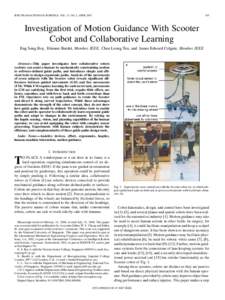 IEEE TRANSACTIONS ON ROBOTICS, VOL. 23, NO. 2, APRILInvestigation of Motion Guidance With Scooter Cobot and Collaborative Learning