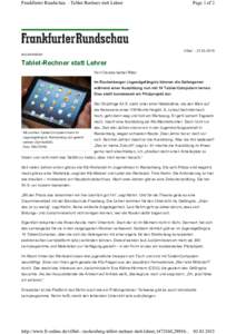 Frankfurter Rundschau  Tablet Rechner statt Lehrer Page 1 of 2