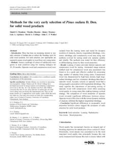 Annals of Forest Science:439–449 DOIs13595ORIGINAL PAPER  Methods for the very early selection of Pinus radiata D. Don.