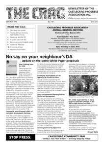 NEWSLETTER OF THE CASTLECRAG PROGRESS ASSOCIATION INC. Eighty six years serving the community ISSN