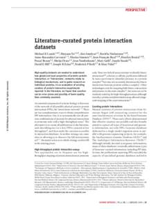 PERSPECTIVE  Literature-curated protein interaction datasets  © 2009 Nature America, Inc. All rights reserved.
