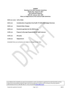 AGENDA Meeting of the LPAC Executive Committee Wednesday, August 23, 2017 LPA Conference Room #1 800 S.W. Jackson, Suite 1200 Meets on Adjournment of the Contract Audit Committee