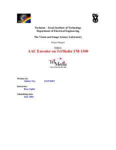 Technion – Israel Institute of Technology Department of Electrical Engineering The Vision and Image Science Laboratory Project Report Subject: