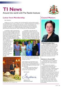 TI News  Around the world with The Textile Institute Letter from Membership  Council Matters