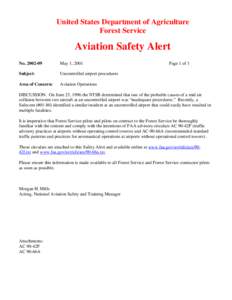 United States Department of Agriculture Forest Service Aviation Safety Alert No[removed]