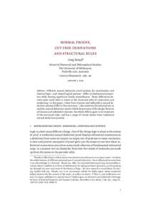 normal proofs, cut free derivations and structural rules Greg Restall* School of Historical and Philosophical Studies, The University of Melbourne,