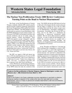 Western States Legal Foundation Information Bulletin Winter/SpringThe Nuclear Non-Proliferation Treaty 2000 Review Conference:
