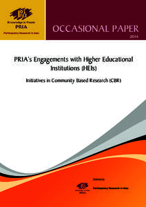 Participatory Research in Asia  OccaSional PaperPRIA’s Engagements with Higher Educational