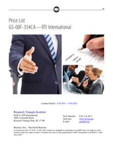 29  Price List GS-00F-354CA—RTI International  Contract Period:  – 