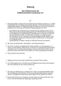 Microsoft Word - Satzung des Fördervereins VHS Leverkusen e V .doc