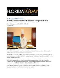 A PLEASANT REPAST  World Association of Chefs Societies recognizes Keiser Suzy Fleming Leonard, FLORIDA TODAY 17 hours ago