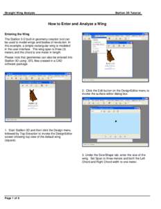 Straight Wing Analysis  Stallion 3D Tutorial How to Enter and Analyze a Wing Entering the Wing