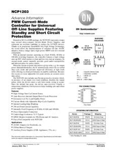 NCP1203 Advance Information PWM Current-Mode Controller for Universal Off-Line Supplies Featuring Standby and Short Circuit