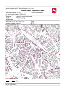 Gutachterausschuss für Grundstückswerte Hannover  Auszug aus der Bodenrichtwertkarte Bodenrichtwertkarte Bauland Kartengrundlage: Karte 1:ALK) Gemeinde: