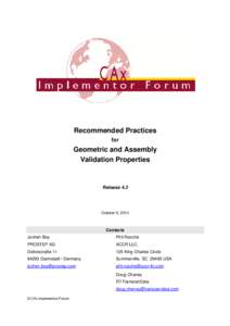 Recommended Practices for Geometric and Assembly Validation Properties