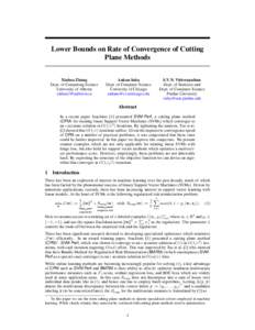 Lower Bounds on Rate of Convergence of Cutting Plane Methods Xinhua Zhang Dept. of Computing Science University of Alberta 