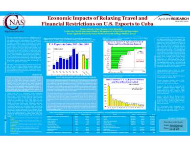 Economic Impacts of Relaxing Travel and Financial Restrictions on U.S. Exports to Cuba The Trade Sanctions Reform and Export Enhancement Act of 2000 allows for the exportation of U.S. agricultural products and medicines 