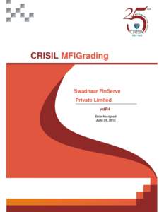 CRISIL MFIGrading  Swadhaar FinServe Private Limited mfR4 Date Assigned