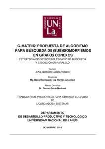 G-MATRIX: PROPUESTA DE ALGORITMO PARA BÚSQUEDA DE (SUB)ISOMORFISMOS EN GRAFOS CONEXOS