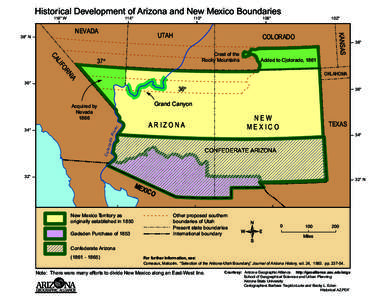 Historical Development of Arizona and New Mexico Boundaries 118° W CA  COLORADO