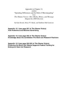 Appendix to Chapter 12, entitled “Spending Differences and the Role of Microtargeting” from