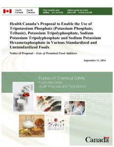 Health Canada’s Proposal to Enable the Use of Tripotassium Phosphate (Potassium Phosphate, Tribasic), Potassium Tripolyphosphate, Sodium Potassium Tripolyphosphate and Sodium Potassium Hexametaphosphate in Various Stan