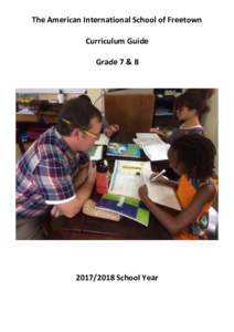 The American International School of Freetown Curriculum Guide Grade 7 & School Year