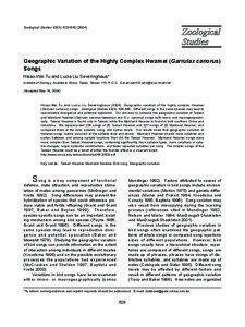 Zoological Studies 43(3): [removed]Geographic Variation of the Highly Complex Hwamei (Garrulax canorus)