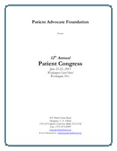 Patient Advocate Foundation Presents 12th Annual  Patient Congress