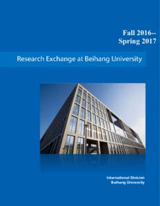 Fall 2016-SpringInternational Division Beihang University  List of Research Projects