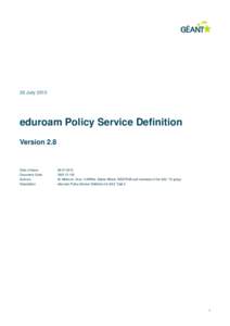 26 Julyeduroam Policy Service Definition Version 2.8  Date of Issue: