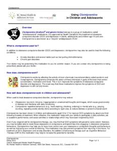 Microsoft Word - Clomipramine medication information - May 2013.doc
